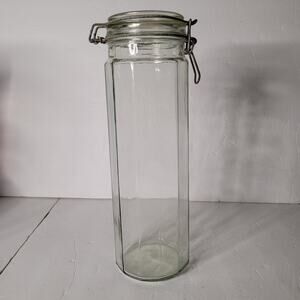 Clear 12-Sided Glass Canister Jar with Hinged Lid 12x3 inch